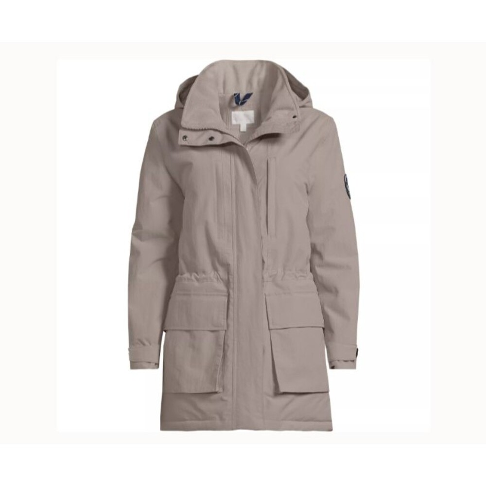 Lands End jacket Women's 2X Coat insulated waterproof squall taupe beige gray